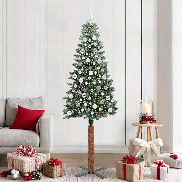 vidaXL &Aacute;rbol de Navidad Delgado con 300 LED con soporte Verde 210 cm