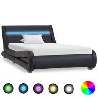 vidaXL Estructura de cama con LED cuero sintético negro 90x200 cm