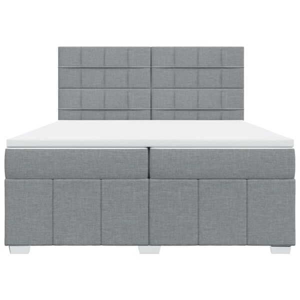 vidaXL Cama box spring con colch&oacute;n tela gris claro 200x200 cm