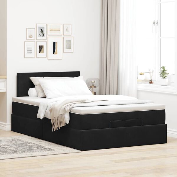 vidaXL Cama otomana con colch&oacute;n 120x190 cm terciopelo negro