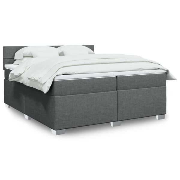 vidaXL Cama box spring con colch&oacute;n tela gris oscuro 200x200 cm
