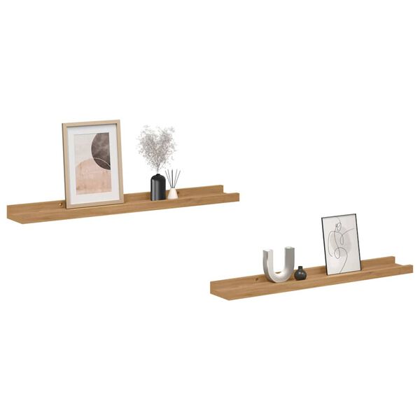 vidaXL Estante de pared con estante 2 pcs Marr&oacute;n 60 x 9 x 3 cm