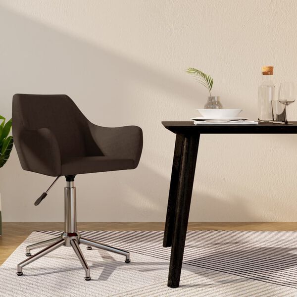 vidaXL Silla de comedor giratoria tela marr&oacute;n