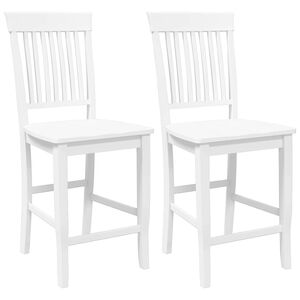 vidaXL Taburetes de bar, 2 unidades, madera maciza blanca, goma
