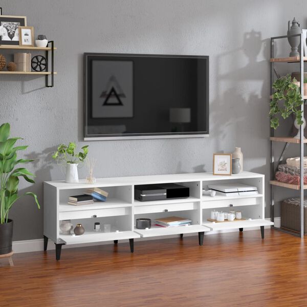 vidaXL Mueble de TV madera contrachapada blanco 150x30x44,5 cm