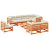 vidaXL Set de sof&aacute;s jard&iacute;n 9 pzas con cojines madera pino marr&oacute;n cera