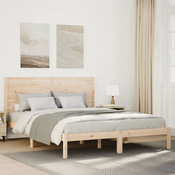 vidaXL Cama extralarga sin colch&oacute;n madera maciza 140x220 cm