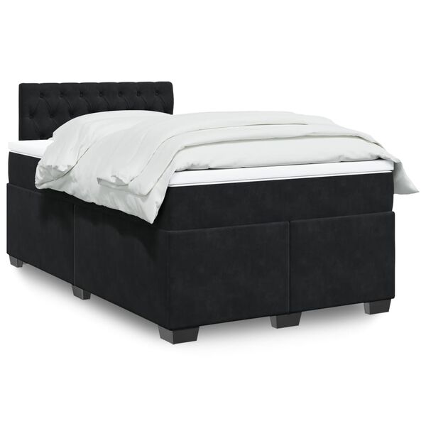 vidaXL Cama box spring con colchón terciopelo negro 120x190 cm