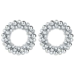 vidaXL Coronas de Bolas de Navidad 2 uds. LED Plateado 33 x 33 x 7 cm