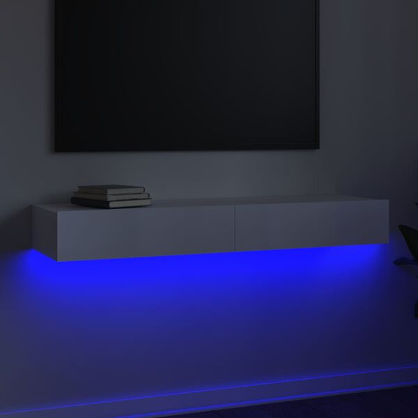 vidaXL Mueble para TV con luces LED blanco brillante 120x35x15,5 cm