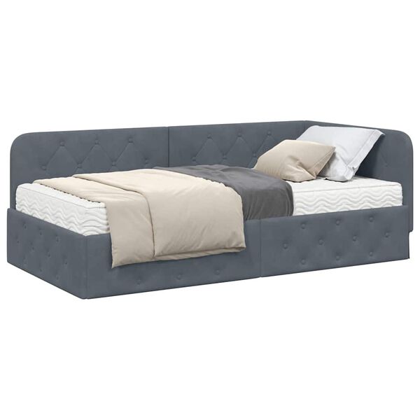 vidaXL Estructura de cama en esquina Gris oscuro 90 x 200 cm