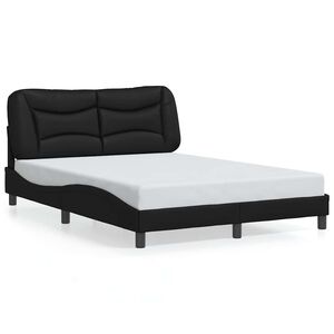 vidaXL Estructura de cama sin colch&oacute;n Hvar cuero sint&eacute;tico negro 120x200 cm