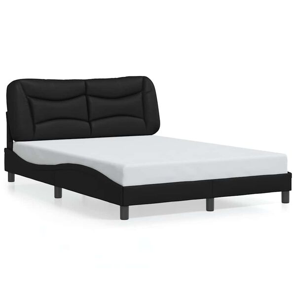 vidaXL Estructura de cama sin colch&oacute;n Hvar cuero sint&eacute;tico negro 120x200 cm