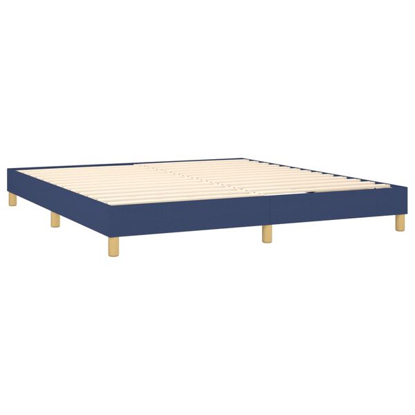 vidaXL Cama box spring con colch&oacute;n tela azul 160x200 cm