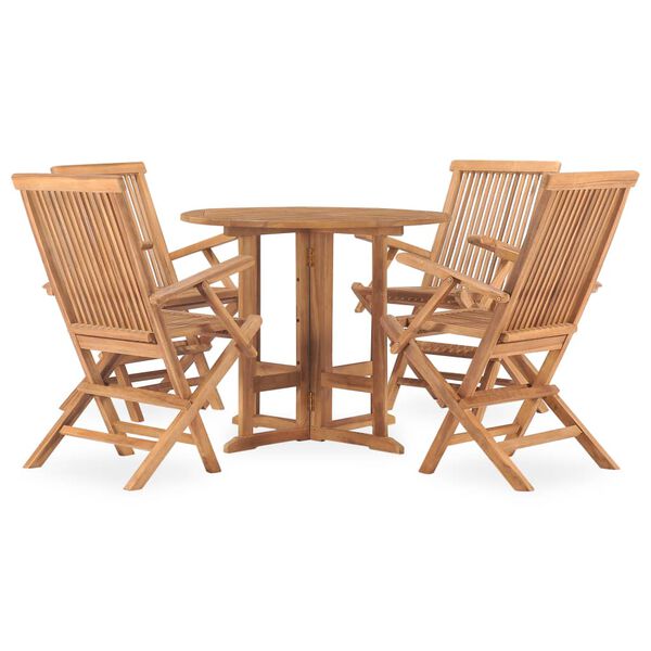 vidaXL Set de comedor de jard&iacute;n plegable 5 pzas madera maciza de teca