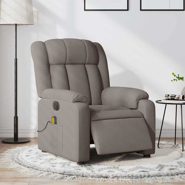 vidaXL Sill&oacute;n reclinable de masaje el&eacute;ctrico tela gris taupe