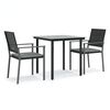vidaXL Juego comedor jard&iacute;n 3 piezas y cojines rat&aacute;n sint&eacute;tico y acero