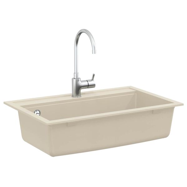 vidaXL Fregadero de cocina de granito con un seno beige