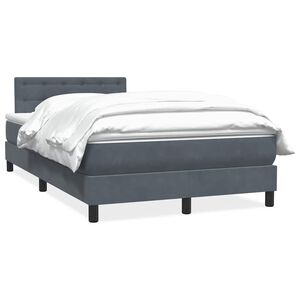 vidaXL Cama box spring con colch&oacute;n terciopelo gris oscuro 120x220 cm