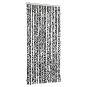 vidaXL Cortina antimoscas chenilla gris negro y blanco 90x220 cm