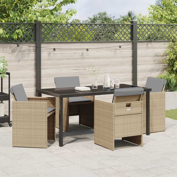 vidaXL Conjunto de Comedor de Jard&iacute;n 5 pcs Beige rat&aacute;n sint&eacute;tico