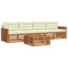vidaXL Conjunto de sof&aacute;s de exterior con coj&iacute;n 5 pcs Natural y Crema