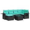 vidaXL Set de sof&aacute;s de jard&iacute;n 7 pzas con cojines rat&aacute;n sint&eacute;tico negro