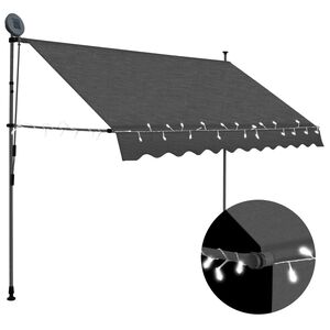 vidaXL Toldo manual retr&aacute;ctil con LED gris antracita 300 cm