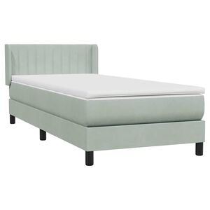 vidaXL Cama box spring con colch&oacute;n terciopelo gris claro 90x220 cm
