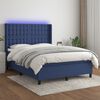 vidaXL Cama box spring colch&oacute;n y luces LED tela azul 140x200 cm