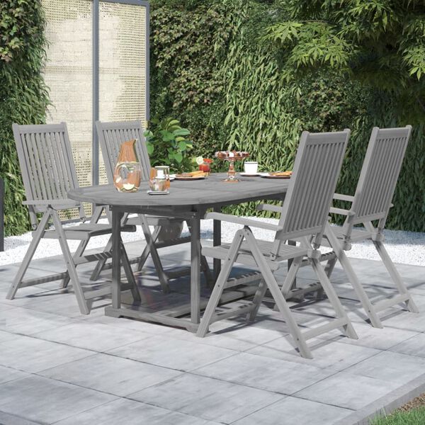 vidaXL Juego de comedor de jardín 5 piezas madera maciza de acacia