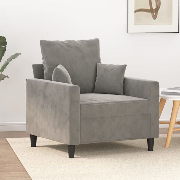 vidaXL Sill&oacute;n de terciopelo gris claro 60 cm