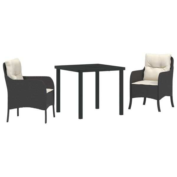 vidaXL Conjunto de Comedor de Jard&iacute;n 9 pcs Negro rat&aacute;n sint&eacute;tico