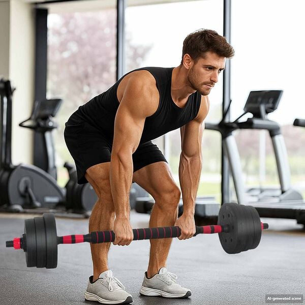 vidaXL Set de Mancuernas y Barra de 2 en 1 30kg Negro y rojo