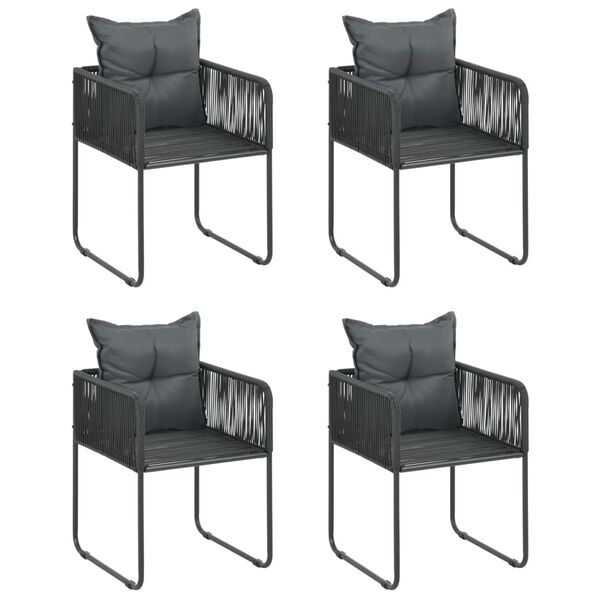 vidaXL Set de comedor de jardín de 5 piezas PVC ratán negro y marrón