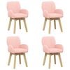 vidaXL Sillas de comedor giratorias 4 uds. Boucl&eacute; Rosa 54 x 58 x 87 cm
