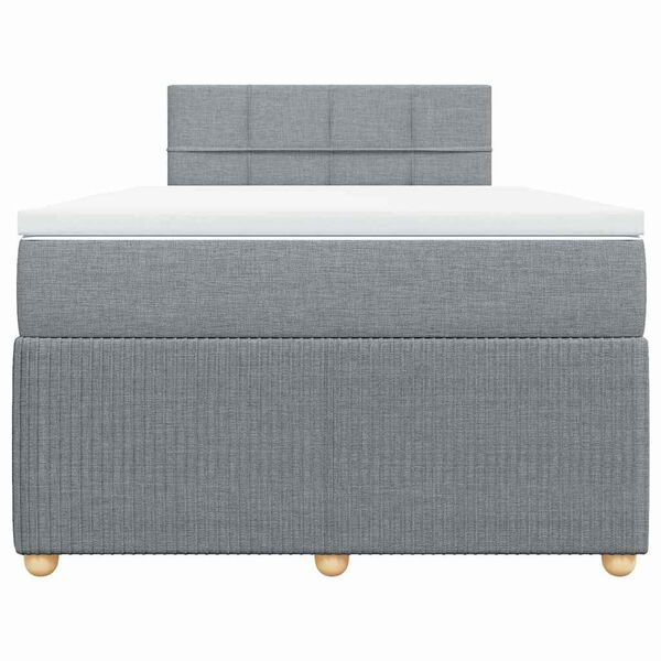 vidaXL Cama box spring con colch&oacute;n tela gris claro 120x200 cm