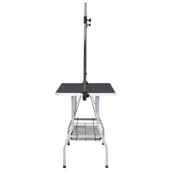 vidaXL Mesa de aseo para perros ajustable con 2 lazos y cesta