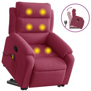 vidaXL Sill&oacute;n reclinable de masaje elevable terciopelo rojo tinto