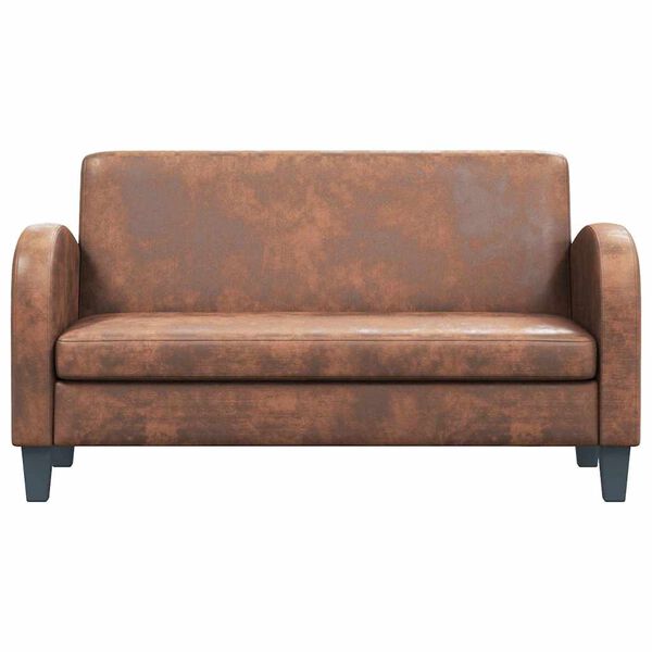 vidaXL Sof&aacute; de 2 plazas con reposabrazos de ante artificial marr&oacute;n