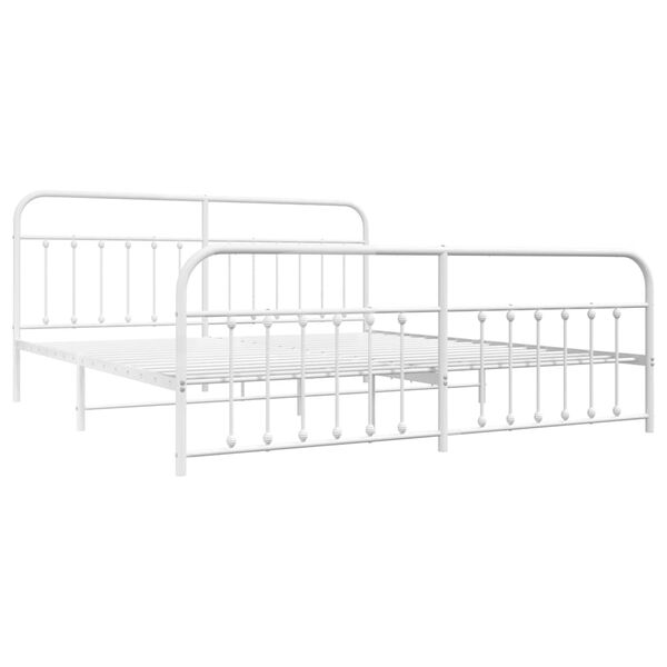 vidaXL Estructura cama sin colch&oacute;n con estribo metal blanco 193x203 cm