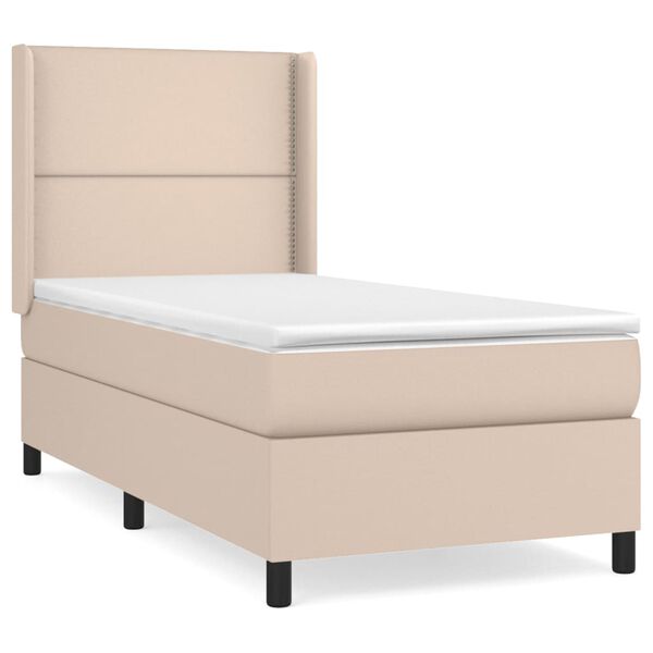 vidaXL Cama box spring con colch&oacute;n cuero sint&eacute;tico capuchino 80x200 cm