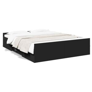 vidaXL Estructura cama con cajones madera ingenier&iacute;a negra 150x200 cm