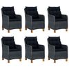 vidaXL Set comedor jard&iacute;n 7 pzas cojines rat&aacute;n sint&eacute;tico gris oscuro