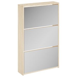 vidaXL Zapatero 3 compartimentos espejo roble 63x17x102,5 cm