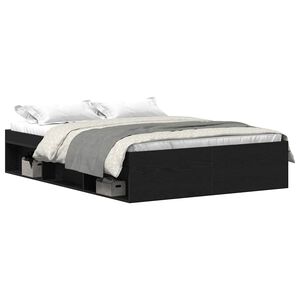 vidaXL Estructura de cama sin colch&oacute;n roble negro 135x190 cm