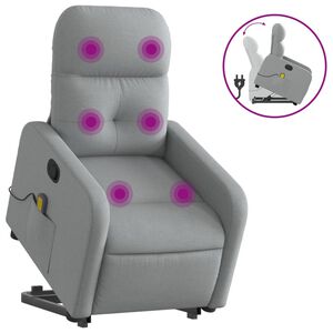 vidaXL Sill&oacute;n de masaje reclinable de pie de tela gris claro