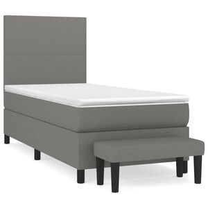 vidaXL Cama box spring con colch&oacute;n tela gris oscuro 80x200 cm