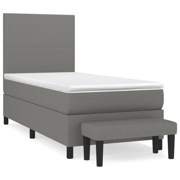 vidaXL Cama box spring con colch&oacute;n tela gris oscuro 80x200 cm