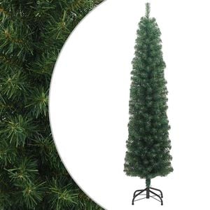 vidaXL &Aacute;rbol de Navidad artificial delgado y soporte PVC verde 180 cm